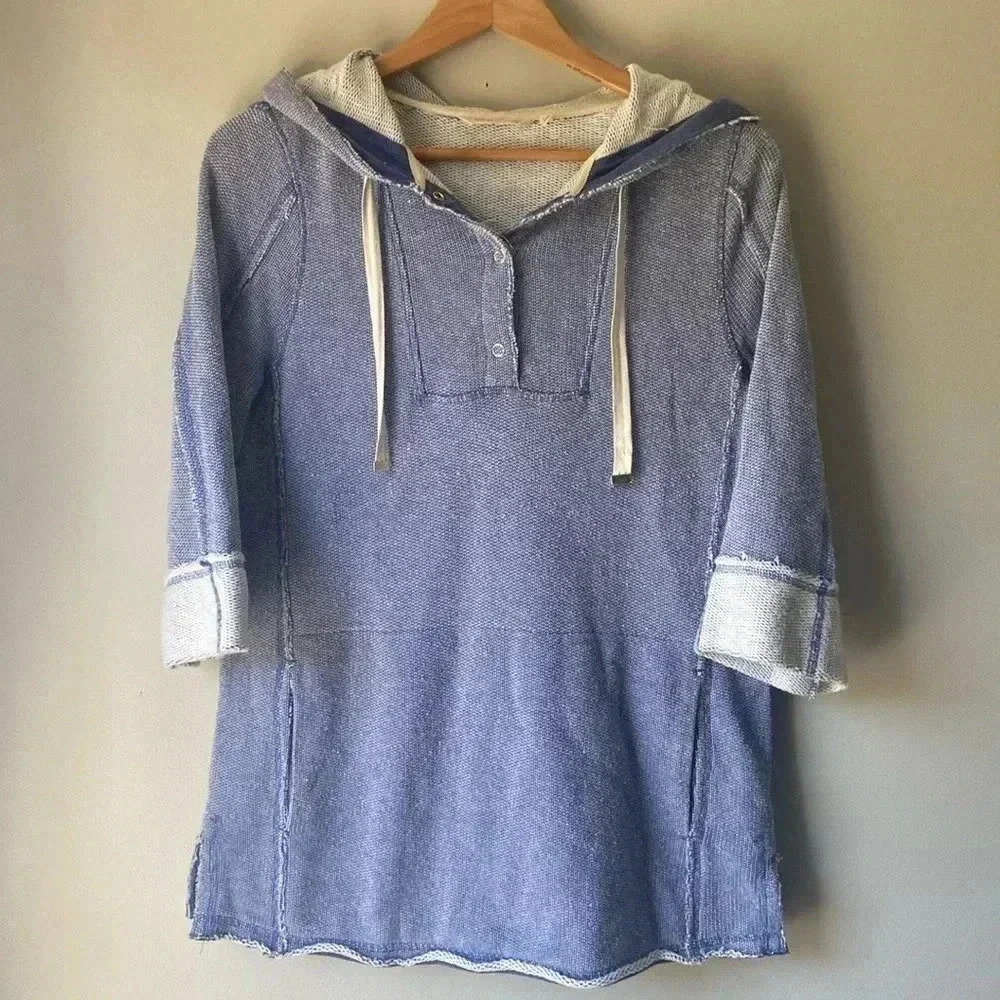 Soft surroundings Just Beachy hooded Pullover Blue size S